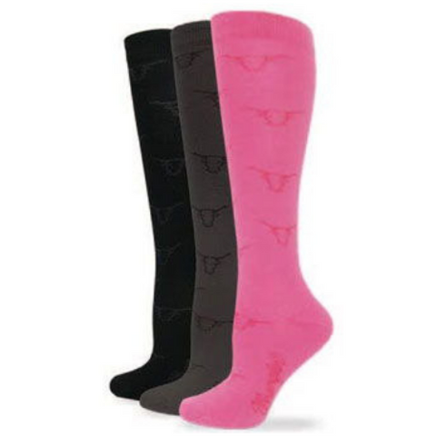 Wrangler Ladies Steer Knee High Sock - Black